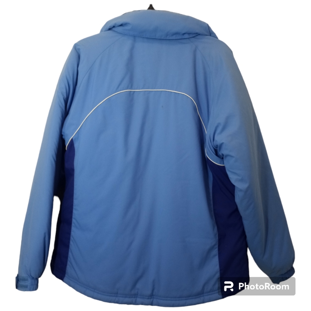 LL Bean Ski Snow Size Medium Light and Dark Blue Colorblock Hooded Ski Snow Coat - Picture 15 of 16